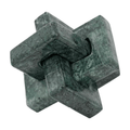 Luxury green marble sculpture with an interlocking square design, hand carved to bring texture and elegance to modern interiors.