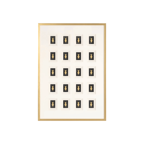 Contemporary black and gold 3D wall art with geometric block detailing, designed to bring depth and texture to modern interiors.