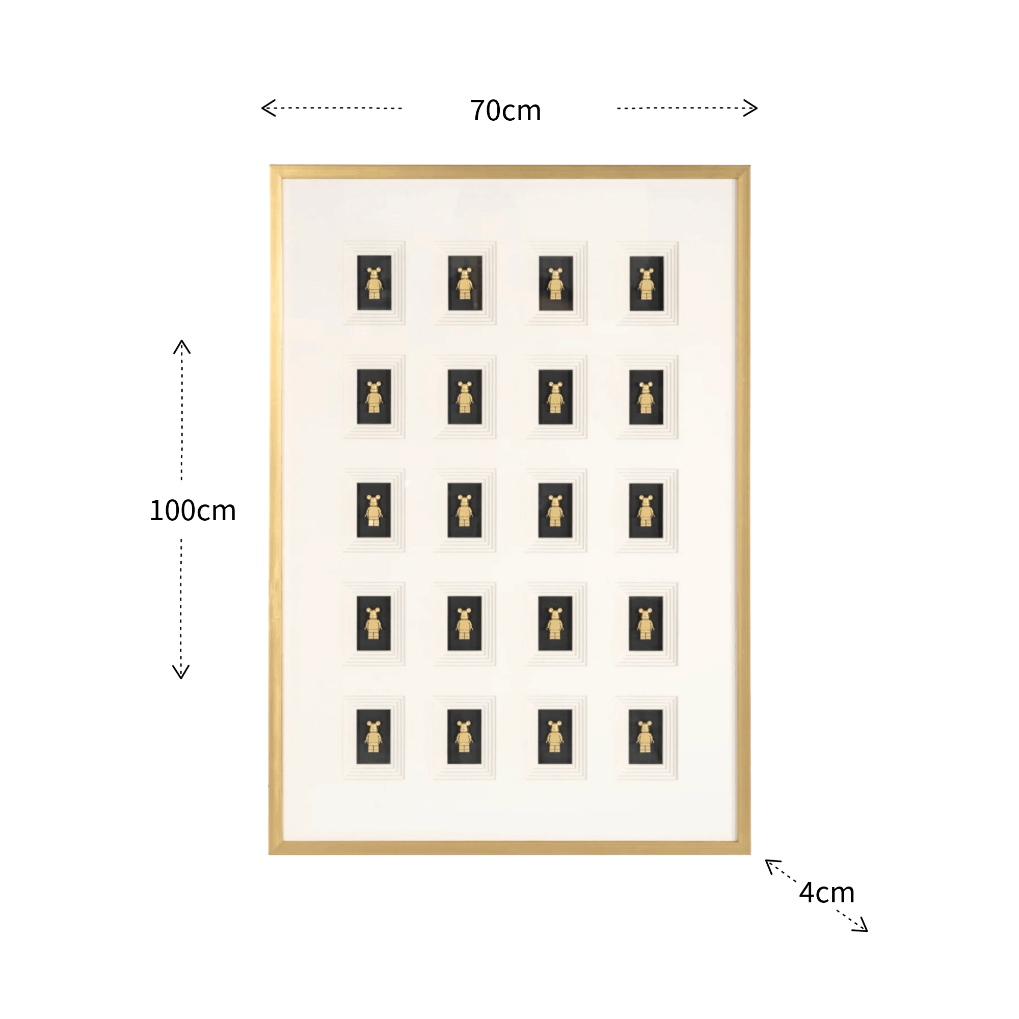 Framed artwork with dimensions indicated on a white background