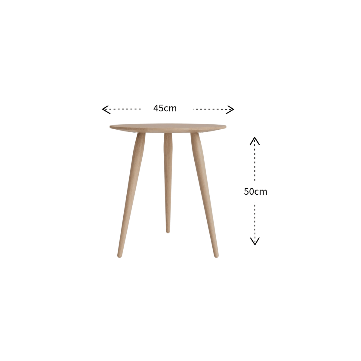 Bruunmunch PLAYround round coffee table in white oiled oak, 45cm diameter and 50cm high.