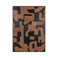 Large brown canvas wall art with tactile texture and contemporary graphic detailing, designed for warm modern living spaces.