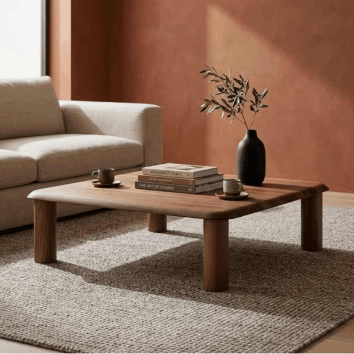 Fredericia Islets Coffee Table by Maria Bruun in smoked oiled oak, featuring a low square form and natural wood grain.