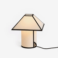 HAY Ava Pyramid Table Lamp made from recycled ECOPET™ with black fabric piping.