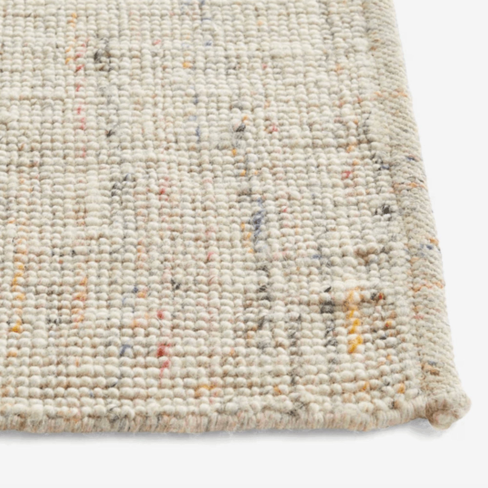 Contemporary HAY rug crafted from New Zealand wool and viscose, featuring a refined neutral weave with delicate multicoloured accents.
