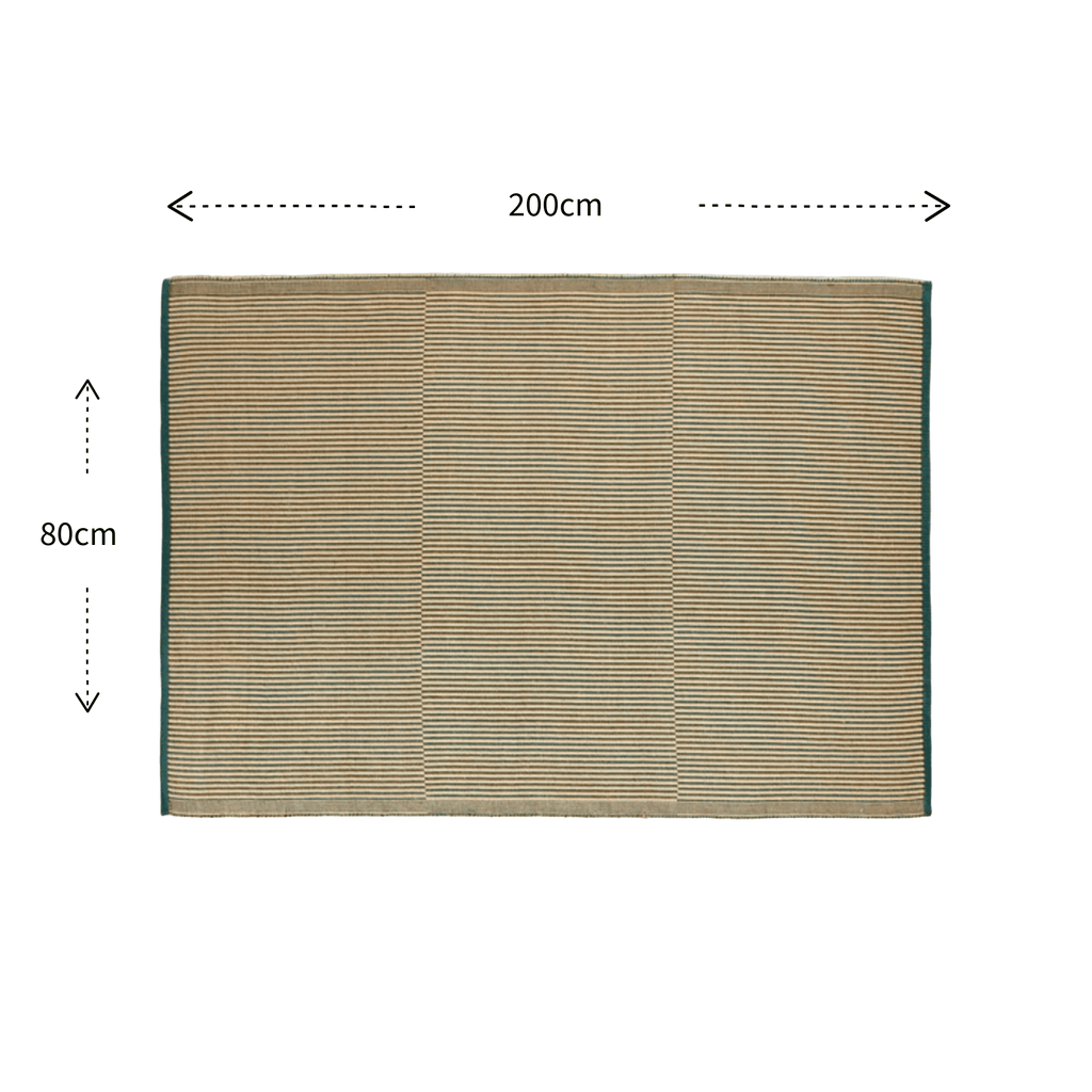 Measurement chart of a rectangular rug with dimensions 200cm x 80cm on a white background.