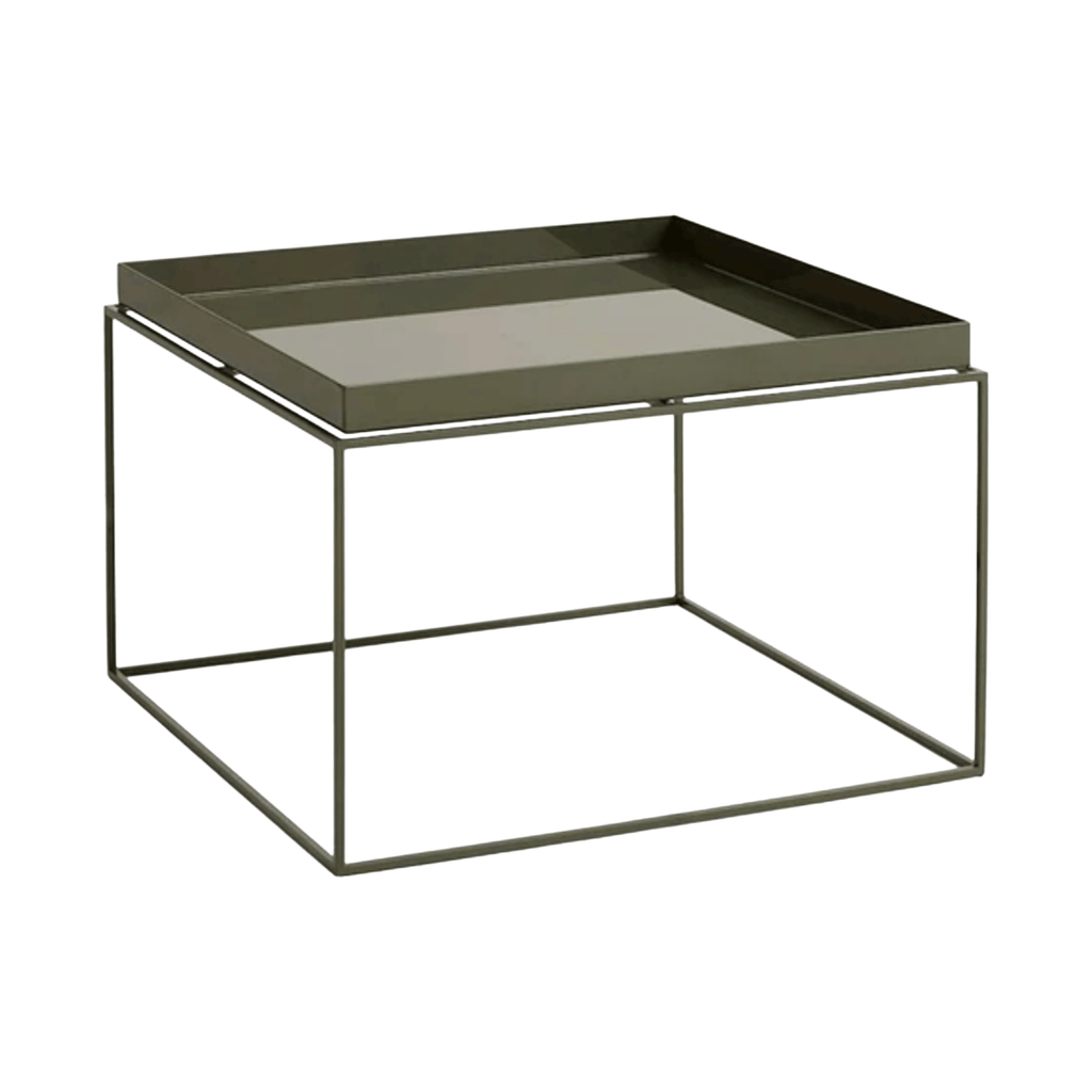 HAY Tray Coffee Table with removable square tray top and slim metal frame.