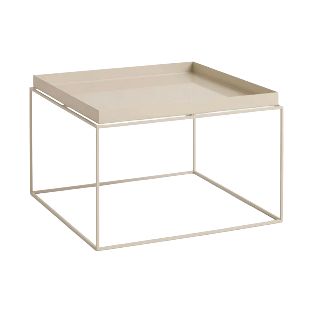 HAY Tray Coffee Table with removable square tray top and slim metal frame.