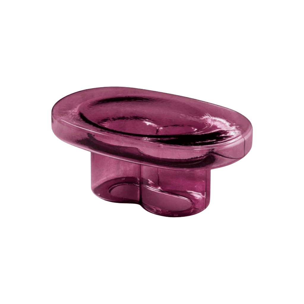 Miniforms Soda Oval Coffee Table in purple hand-blown Murano glass with a sculptural base and smooth oval top.