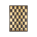 Contemporary black and gold wall art featuring a chessboard-inspired design with layered materials and modern sculptural detail.