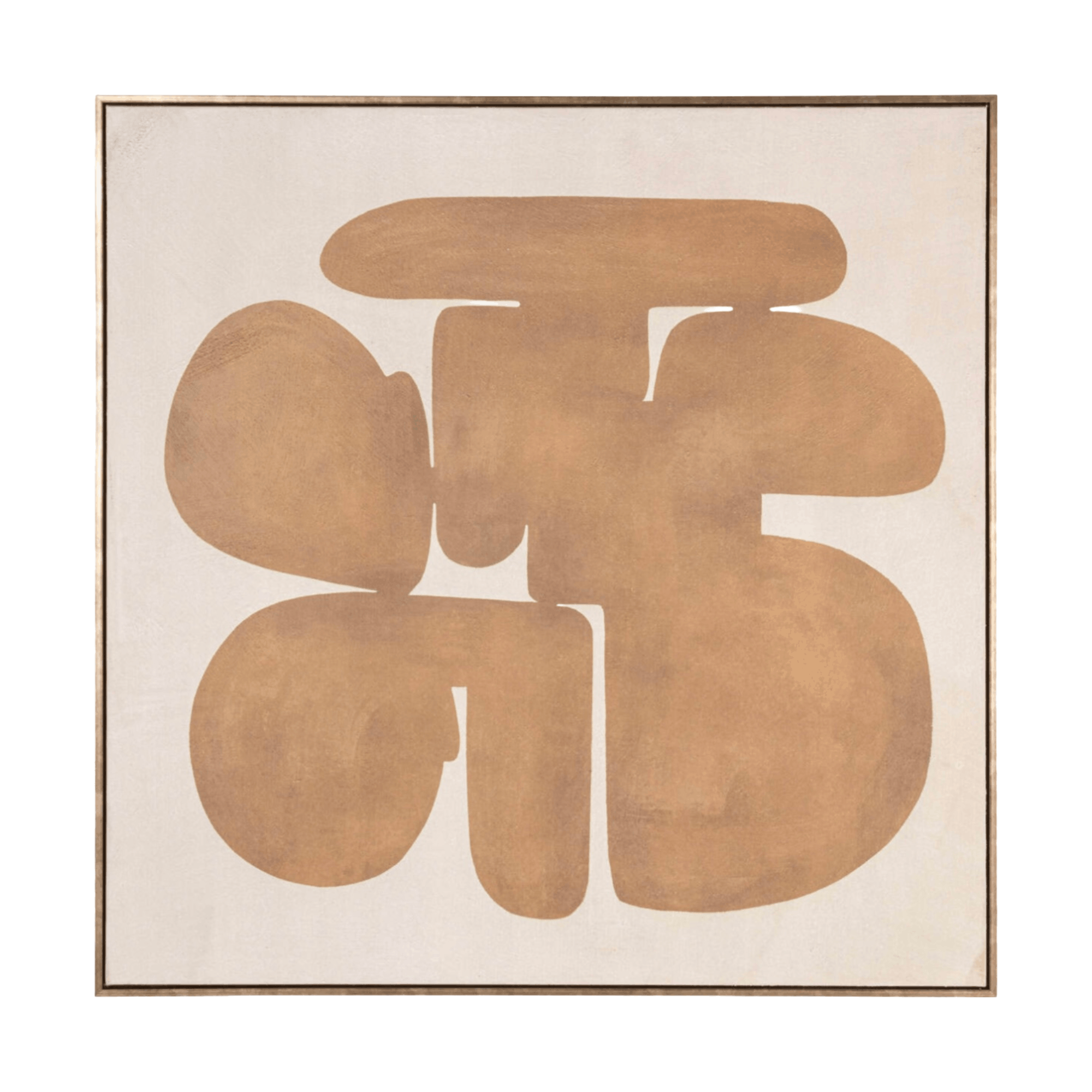Contemporary gold wall art with symmetrical geometric design printed on textured canvas for a bold modern statement.