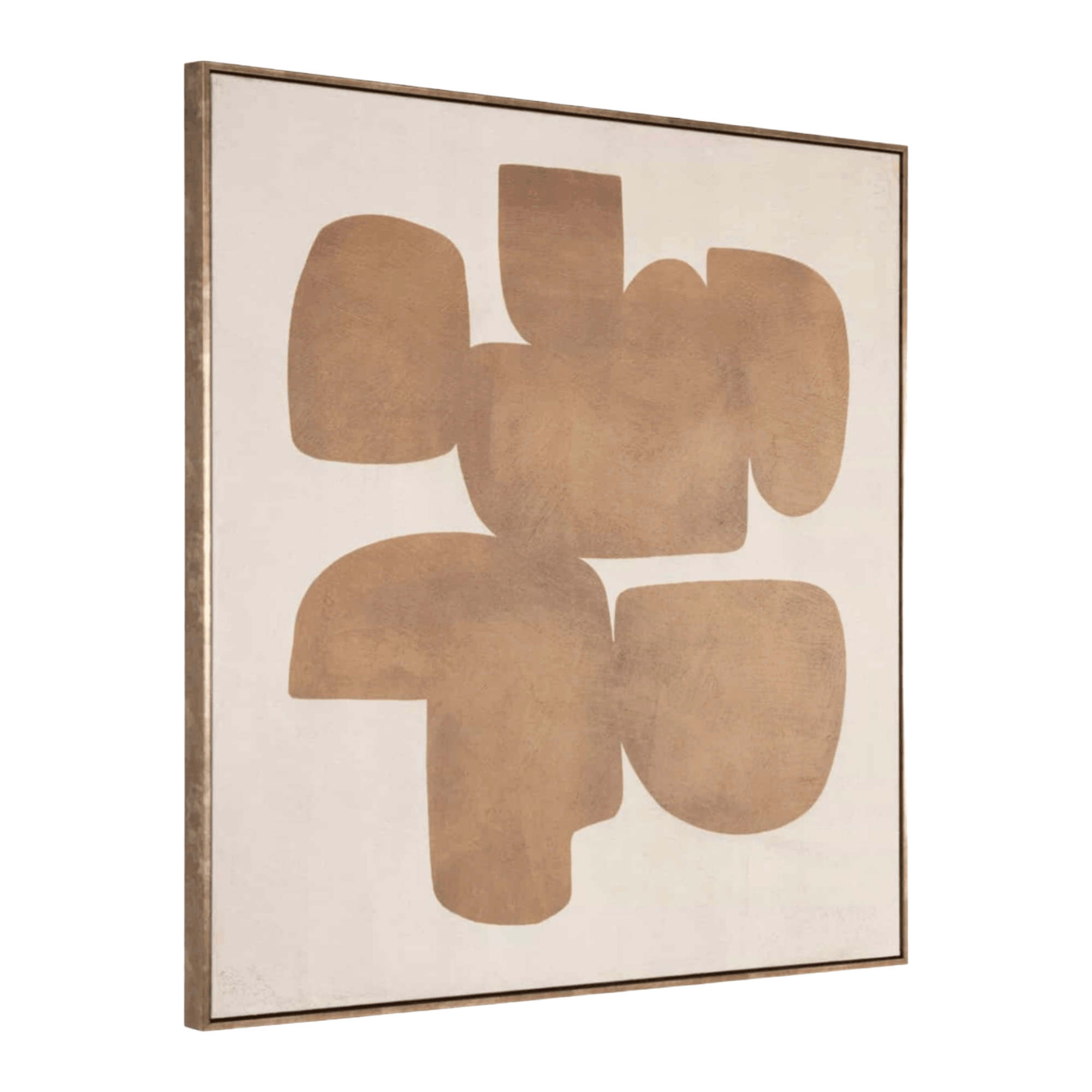 Contemporary gold wall art with abstract mirrored design and textured canvas finish, ideal for modern interiors.