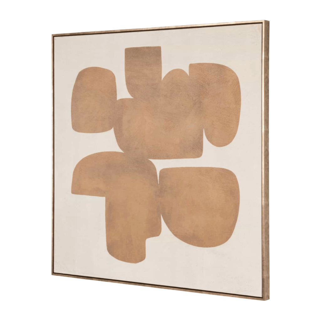 Contemporary gold wall art with abstract mirrored design and textured canvas finish, ideal for modern interiors.