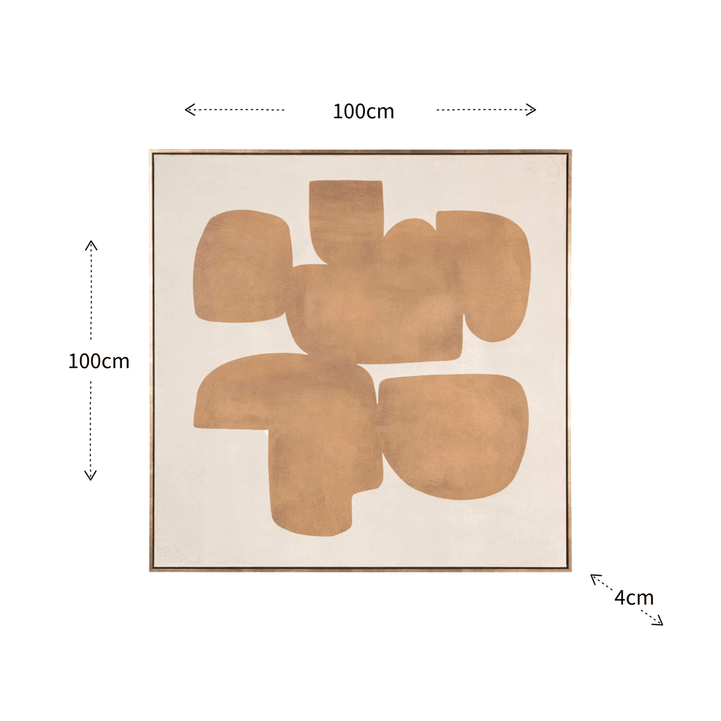 Dimensions of a contemporary gold wall art with abstract mirrored design and textured canvas finish, ideal for modern interiors.