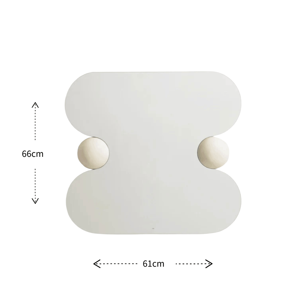The Ready To Hang Squeeze Mirror on a white background showing size dimensions width 61cm and height 66cm