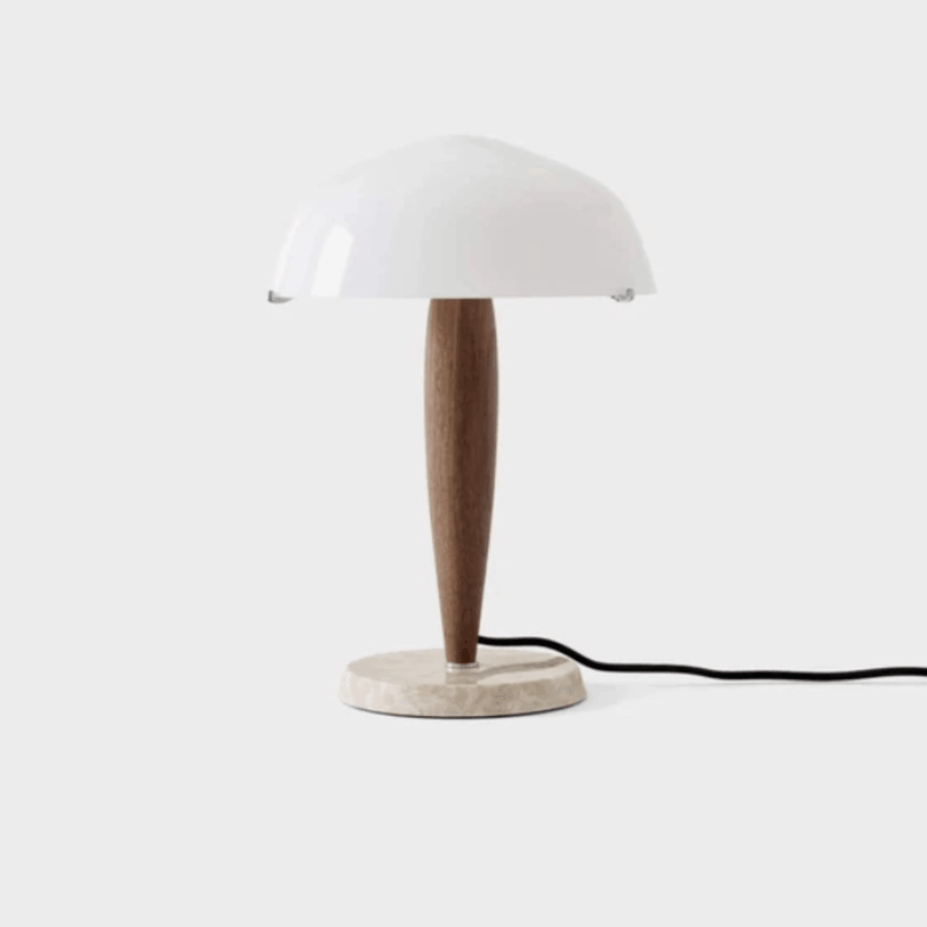 &Tradition Herman SHY3 table lamp with opal glass shade and marble base.