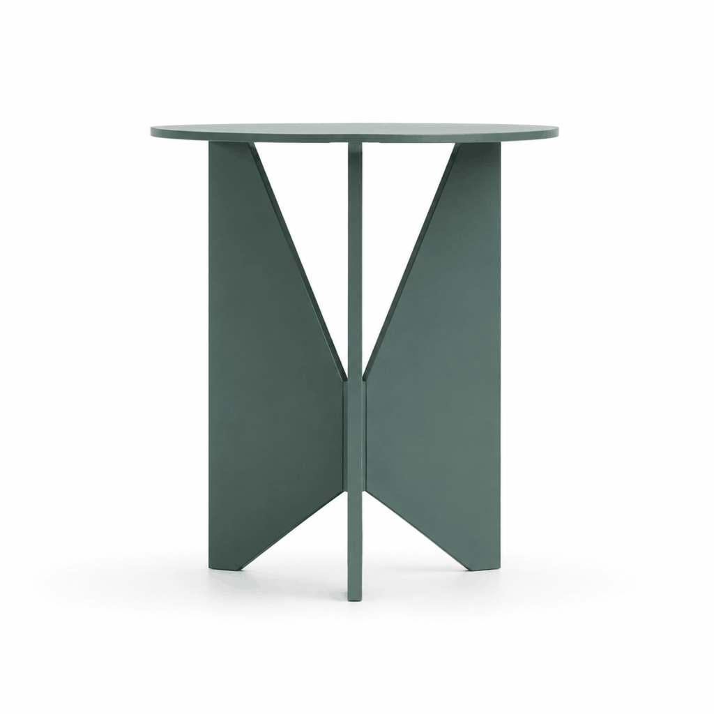 Treku Hiru Coffee Table by Estudi Manel Molina, featuring a compact round top and distinctive three-legged base.