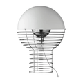 Wire Table Light by Verner Panton featuring a sculptural chrome wire frame and iconic hemispherical design, perfect for modern and mid-century interiors.